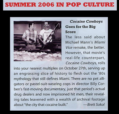 Ocean Drive, "Cocaine Cowboys Goes for the Big Score" by Brett Sokol — Summer 2006