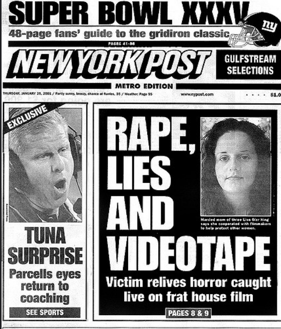 Rape, Lies and Videotape — front page