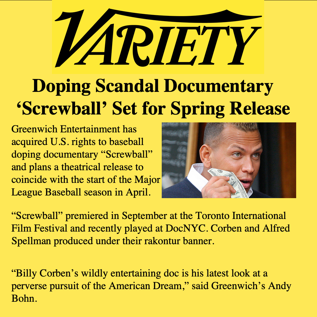 Variety, "Doping Scandal Documentary ‘Screwball’ Set for Spring Release"