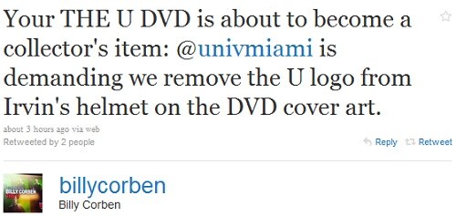 Billy Corben tweets about UM demanding the U logo be removed from the DVD cover